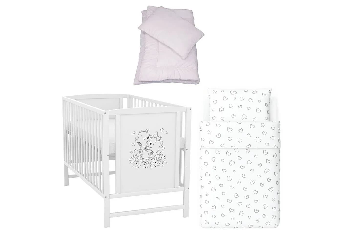 Baby-Delux Babybett Mia Komplettset 7-tlg. Kinderbett 60x120 cm Weiß - Bild 2