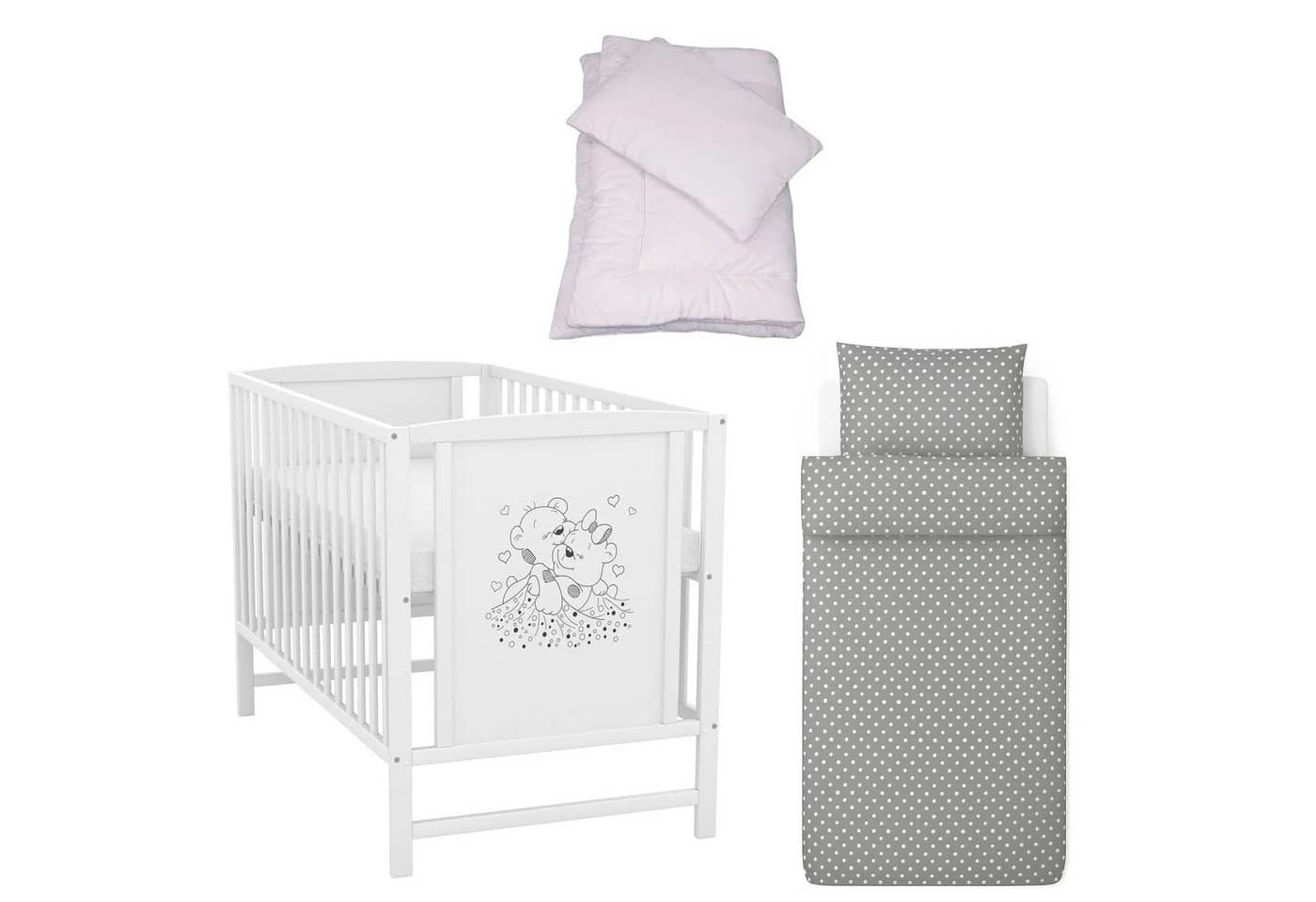 Baby-Delux Babybett Mia Komplettset 7-tlg. Kiefermassivholz Weiß - Bild 2
