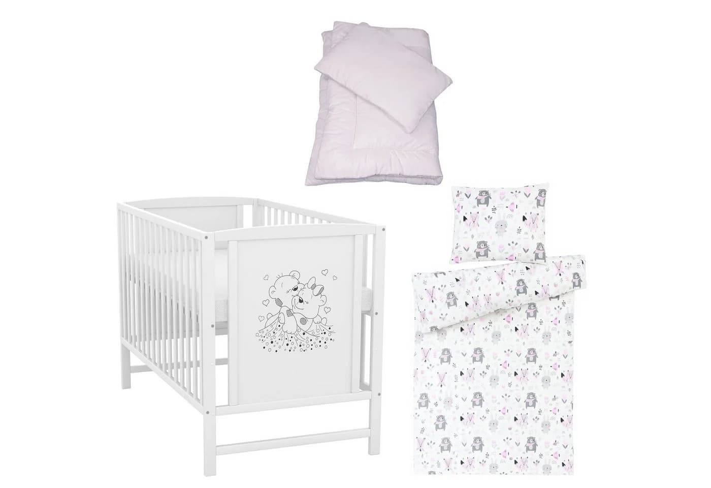 Baby-Delux Babybett Mia Komplettset, 7-tlg., Kinderbett 60x120 cm weiß - Bild 2