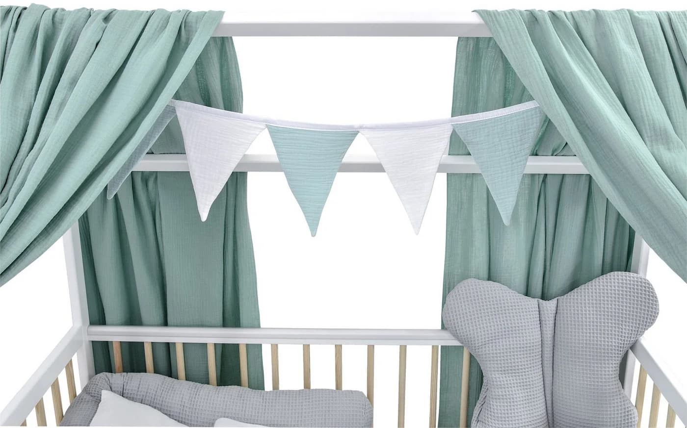 Baby-Delux Babybett Komplettset 60x120 cm Kiefernholz Weiß - Bild 3