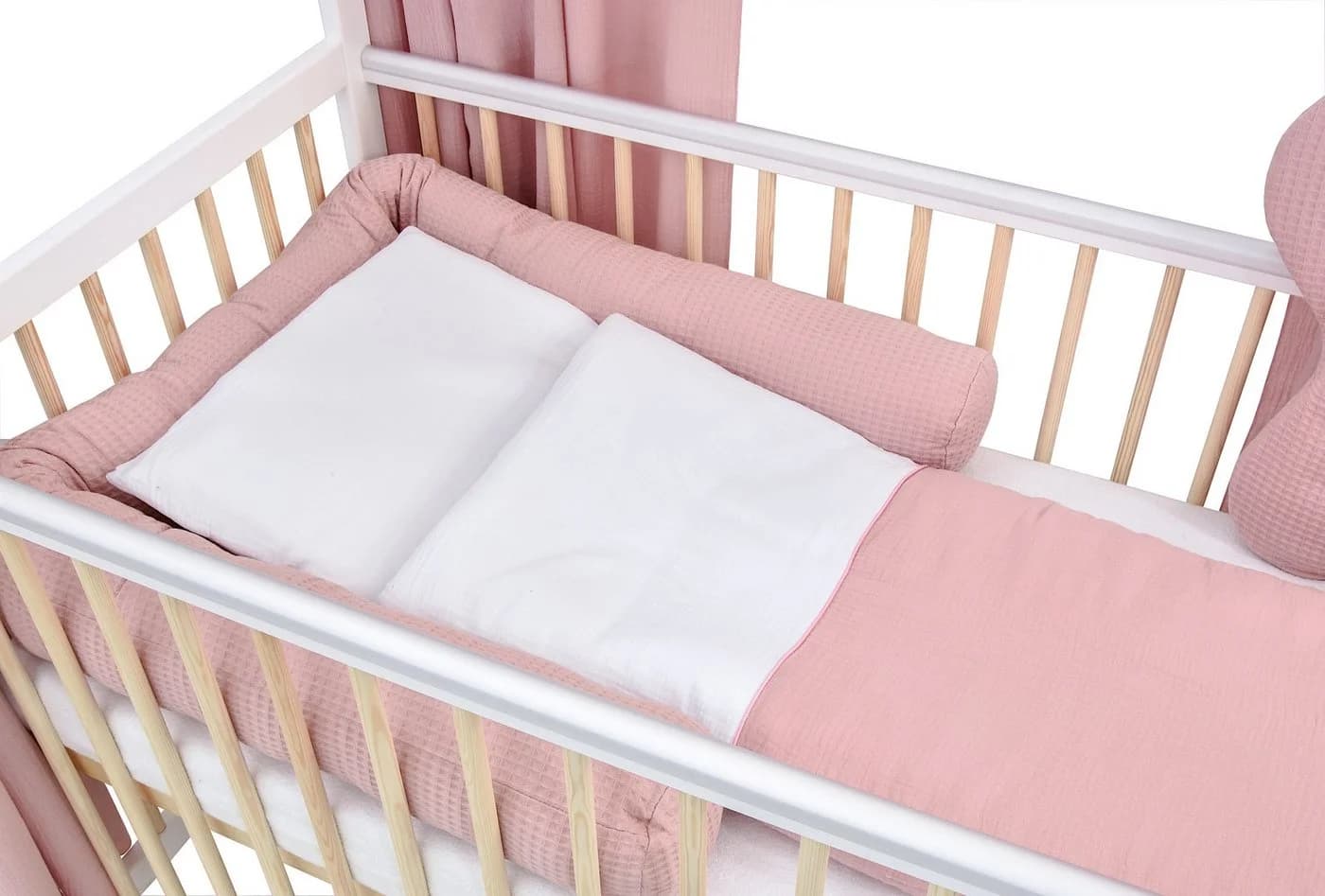 Baby-Delux Komplettbett Hausbett 60x120 cm weiß Natur mit Bettwäsche