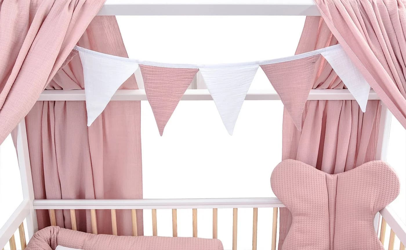 Baby-Delux Komplettbett Hausbett 60x120 cm weiß Natur mit Bettwäsche - Bild 3