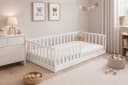 Baby-Delux Kinderbett Montessori Bodenbett Weiß mit Rausfallschutz Bild 1