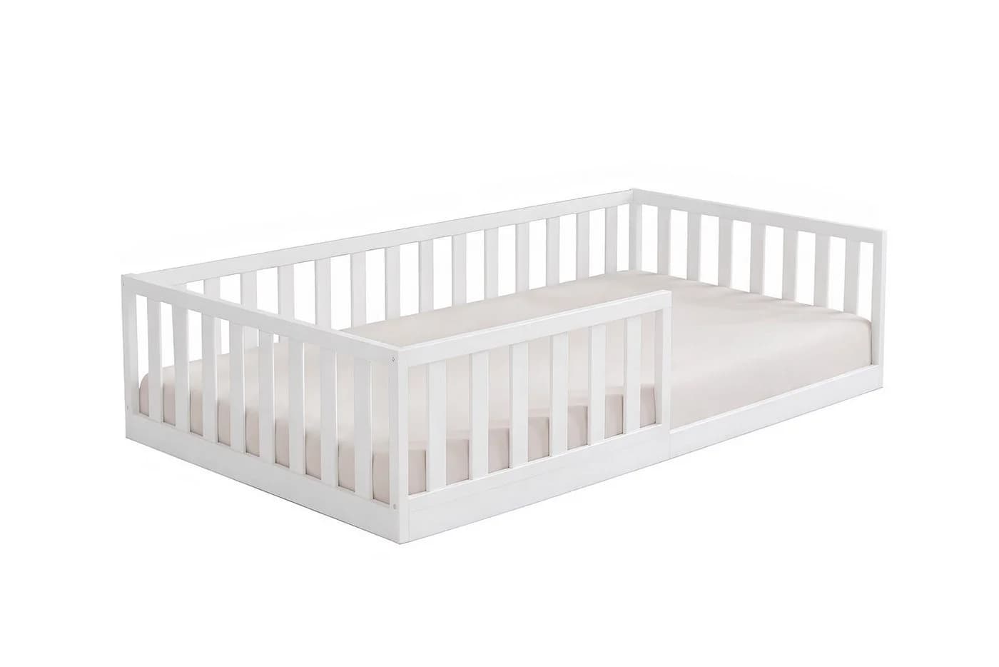 Baby-Delux Kinderbett Montessori Bodenbett Weiß mit Rausfallschutz - Bild 2