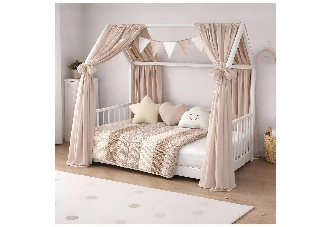 Baby-Delux Betthimmel Musselin 2-tlg. Beige