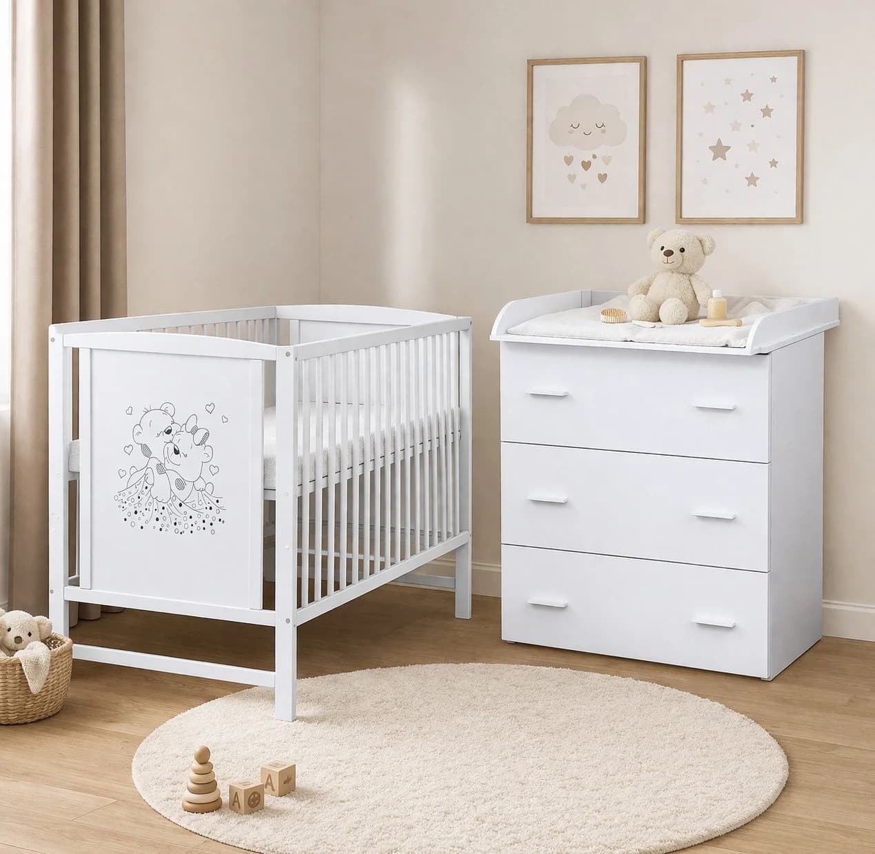 Baby-Delux Babyzimmer-Komplettset Mia 5-tlg. Babybett Wickelkommode Weiß - Bild 2