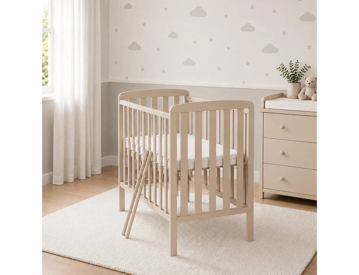 Baby-Delux Compact Beistellbett Kaschmir Beige höhenverstellbar mit Matratze - Bild 2