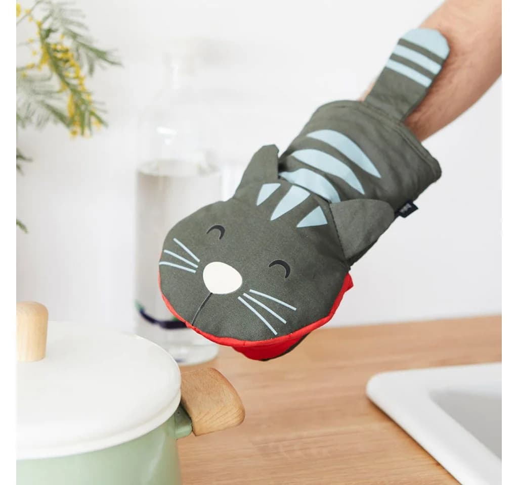 WestCraft Topfhandschuh Meow! Cat Grau - Hitzebeständig bis 250 °C - Bild 3