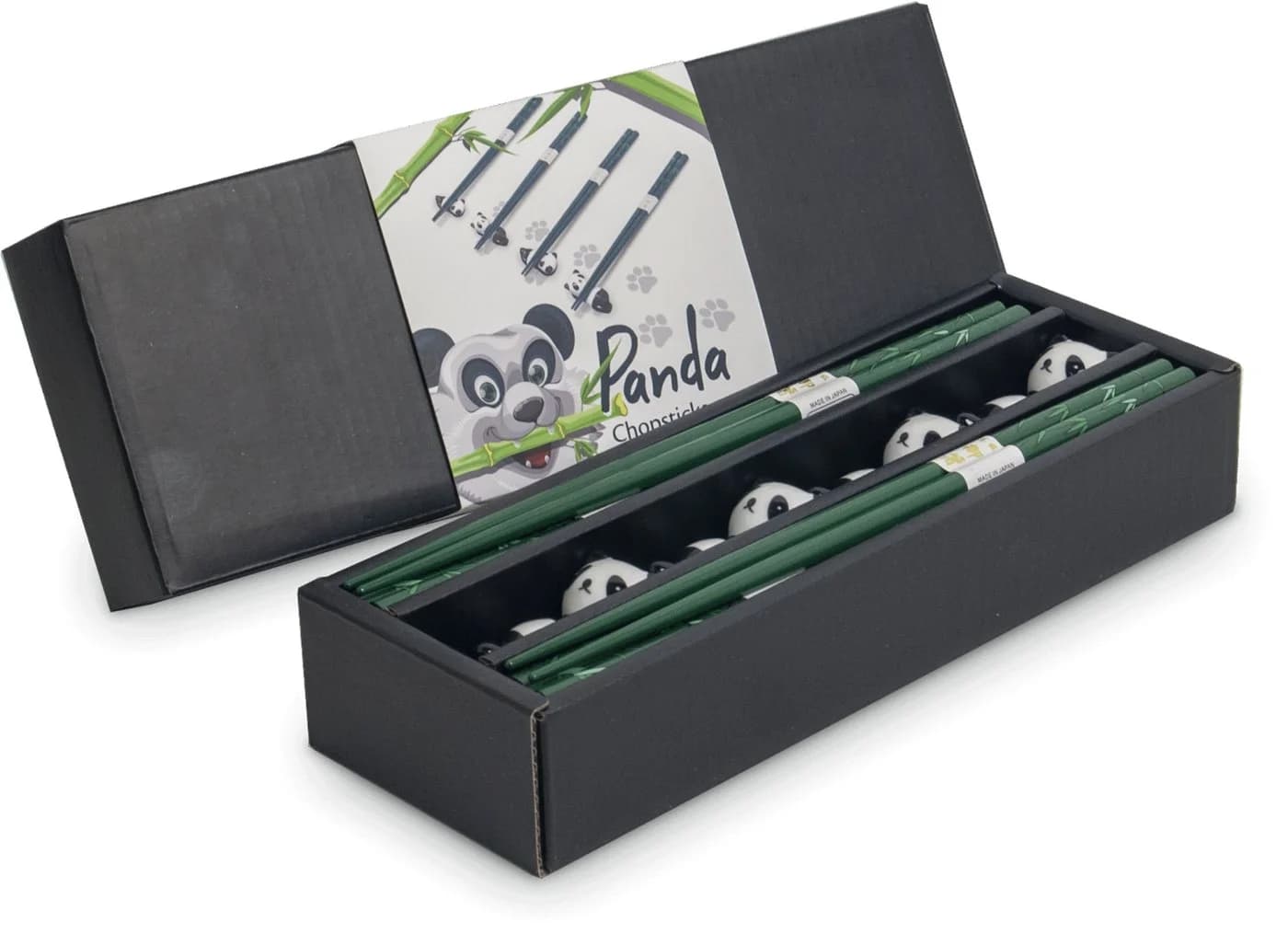 WestCraft Essstäbchen Set Japan 4 Paar Holz mit Keramik Ablagen Lucky Cat Panda - Bild 3
