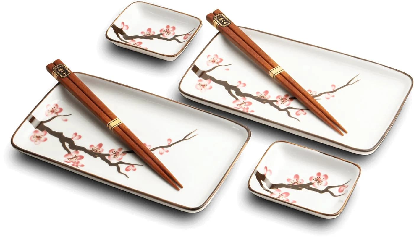 WestCraft Sushi-Teller Set 6-teilig Porzellan Weiß Japanisch