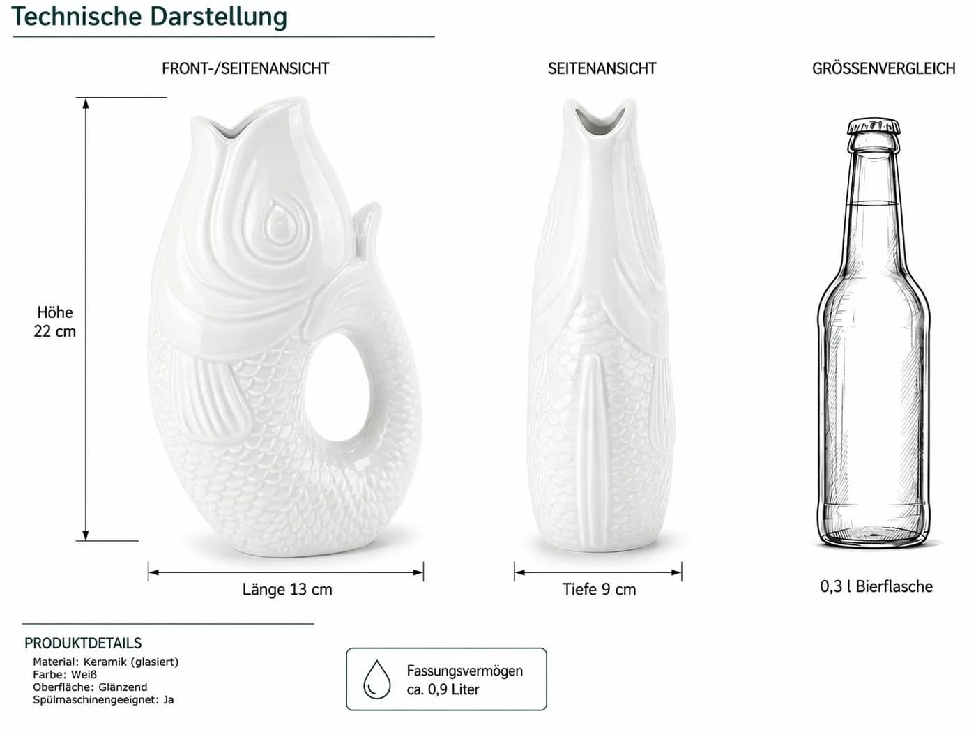 WestCraft Dekovase Fischvase in Karpfenform aus Keramik - Bild 3