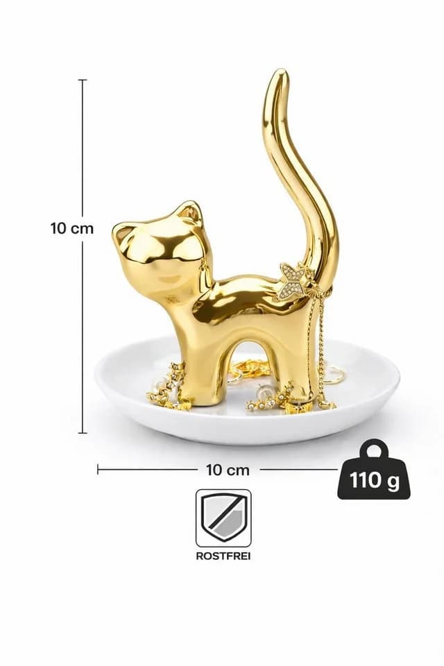 WestCraft Schmuckablage Ringhalter Schale Gold Porzellan