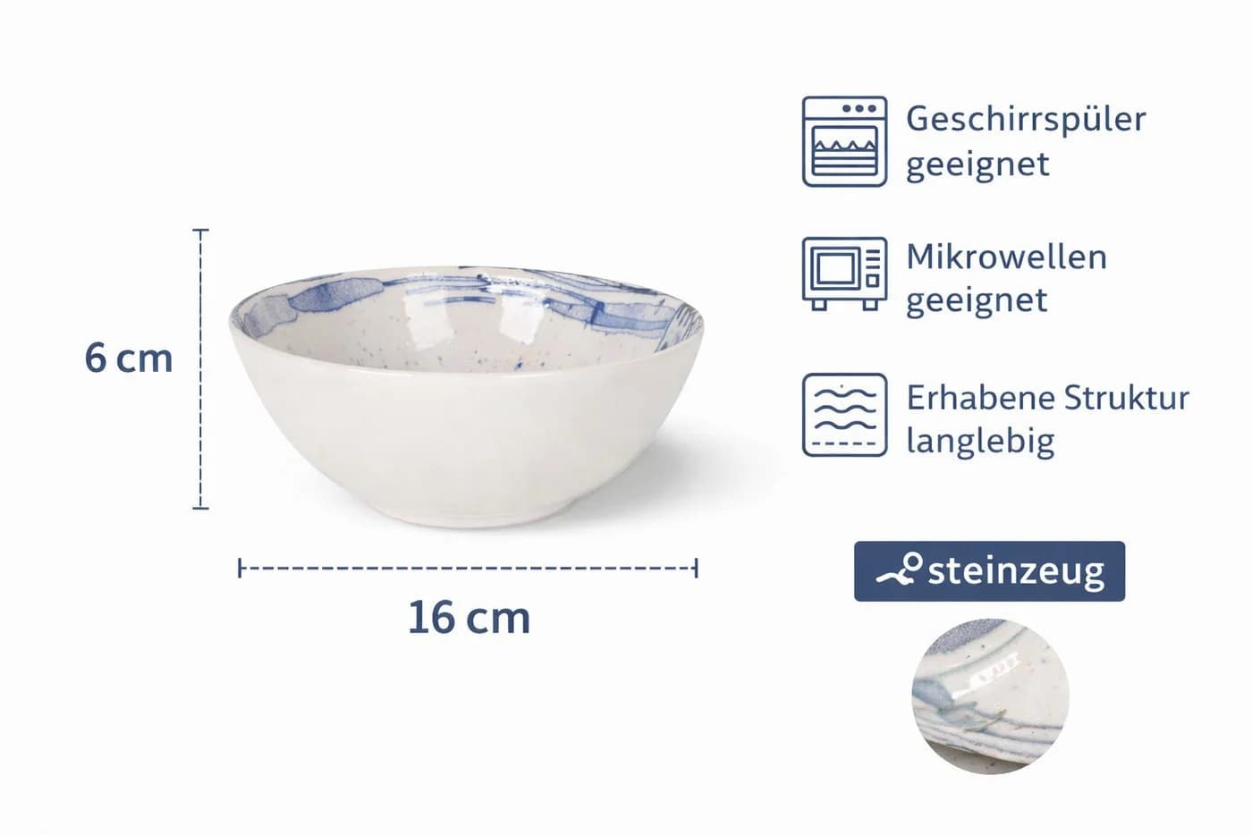 WestCraft Speiseteller 4er Set Weiß Sardinen-Motiv Steinzeug - Bild 3
