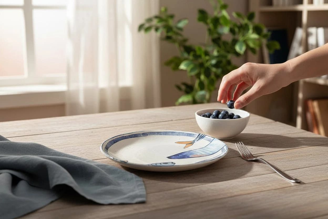 WestCraft Speiseteller 4er Set Weiß/Blau Sardinen-Motiv Steinzeug - Bild 5