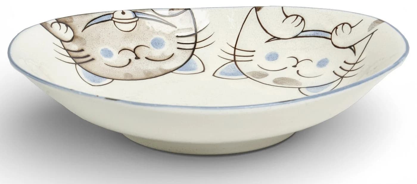 WestCraft Teller-Set Three Cats Japan Porzellan Oval Rot Blau - Bild 5