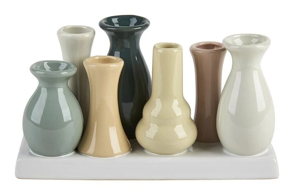 WestCraft 7-tlg. Keramik Dekovase Set Bunt Mini Vase