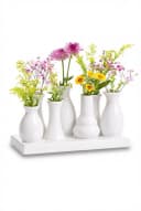 WestCraft Dekovase Keramik Blumenvasen Set 7 Vasen Weiß Bild 2