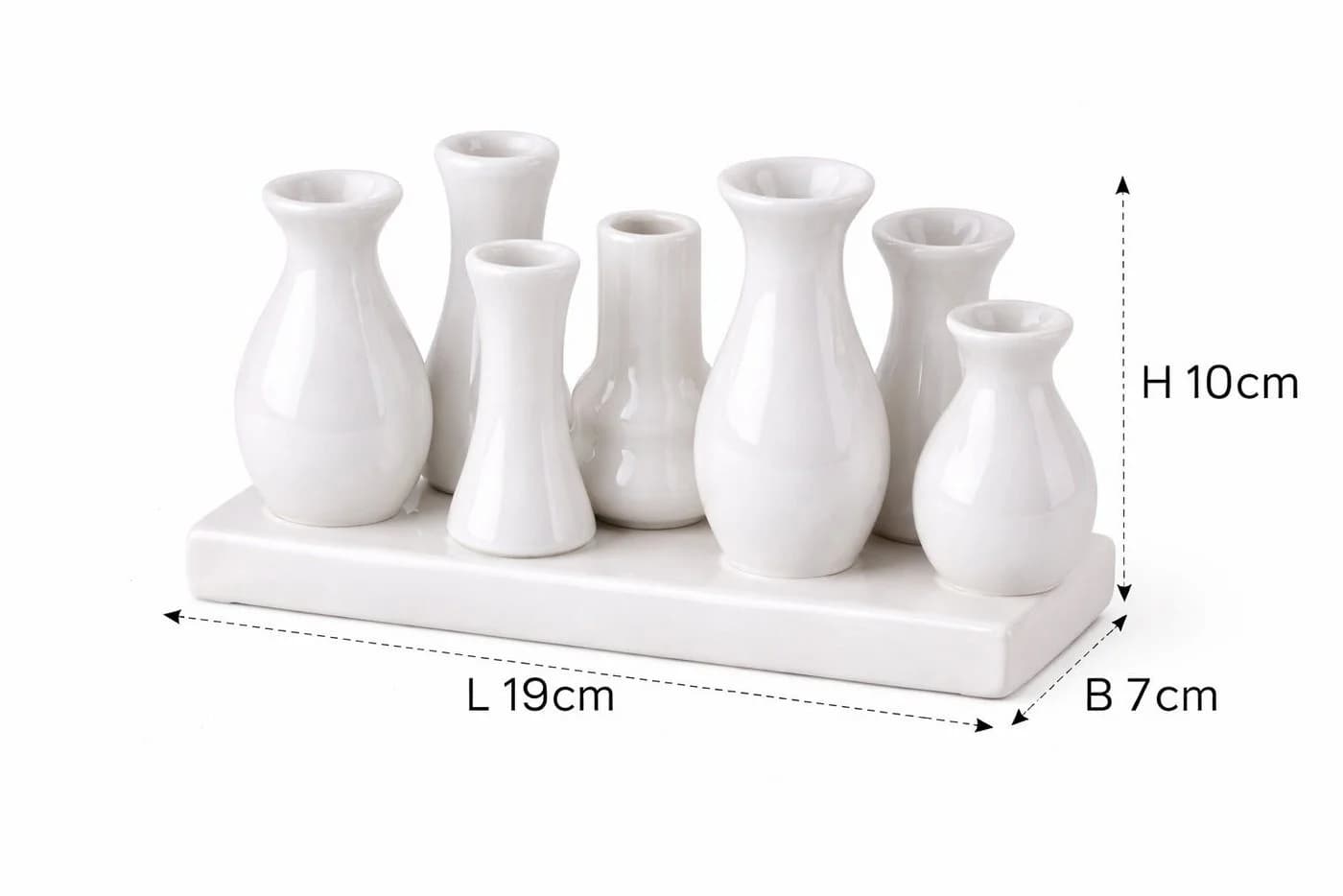 WestCraft Dekovase Keramik Blumenvasen Set 7 Vasen Weiß - Bild 3
