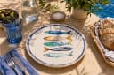WestCraft Speiseteller 4er Set Medit. Sardinen-Motiv Steinzeug Bild 5