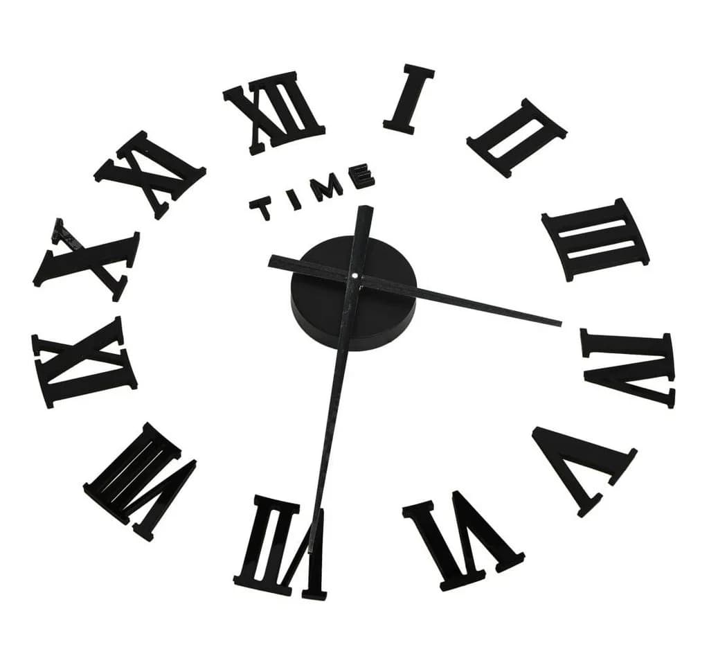 tinkaro 3D-Wanduhr SENOL XXL Schwarz - Römische Ziffern - Bild 2