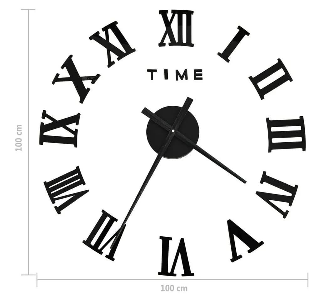 tinkaro 3D-Wanduhr SENOL XXL Schwarz - Römische Ziffern - Bild 4
