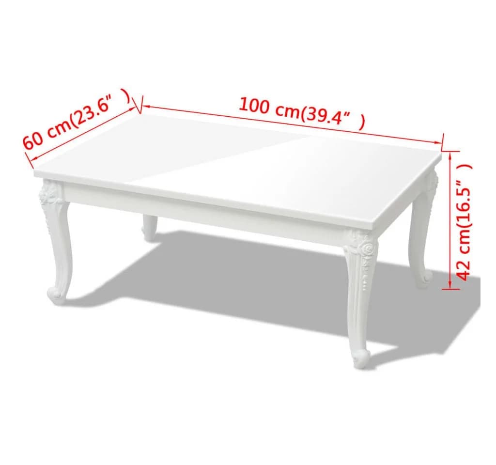 furnicato Couchtisch 100x60x42 cm Hochglanz-Weiß - Bild 5