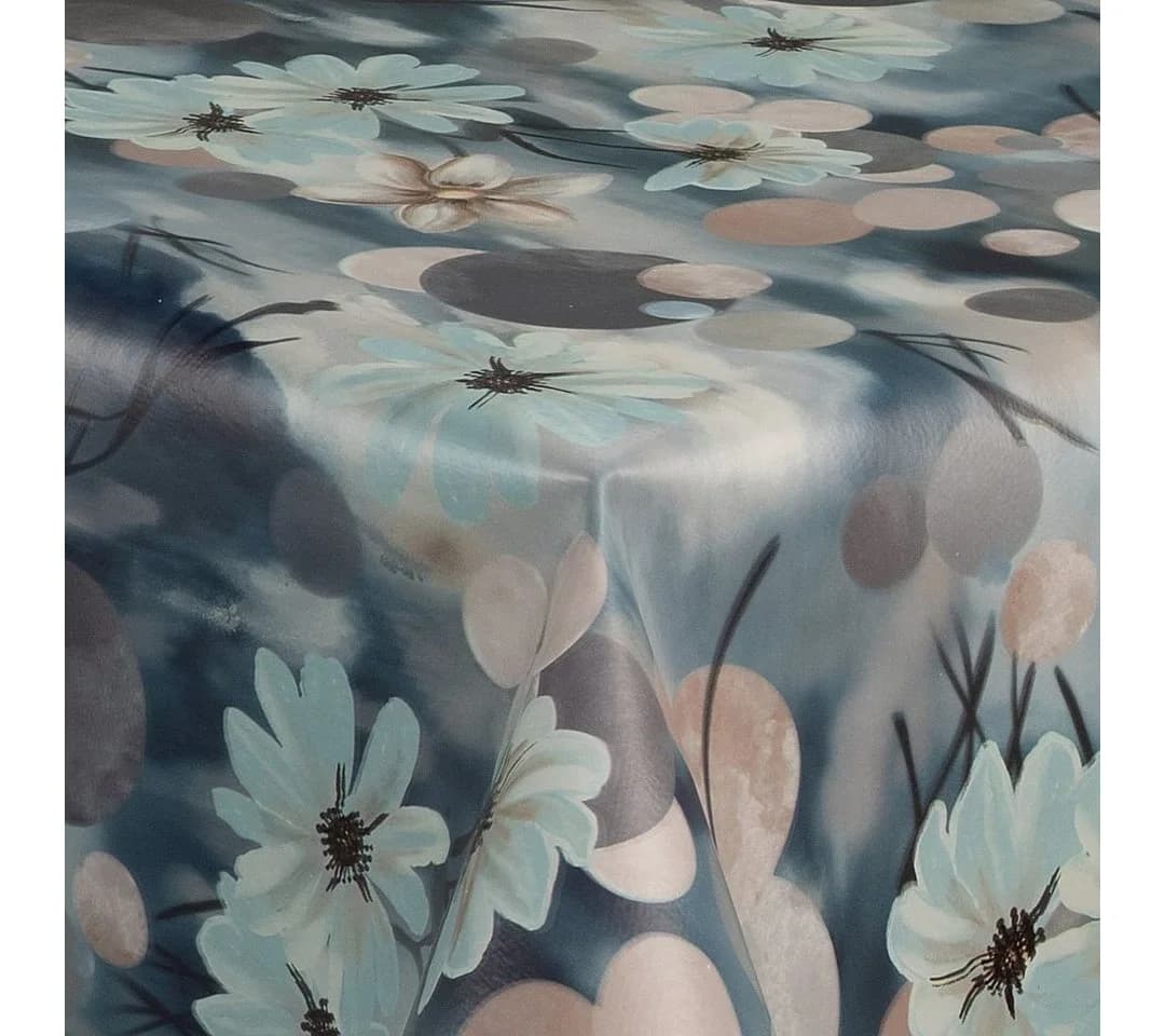 laro Wachstuch-Tischdecke Blau/Braun Floral Rechteckig - Bild 5