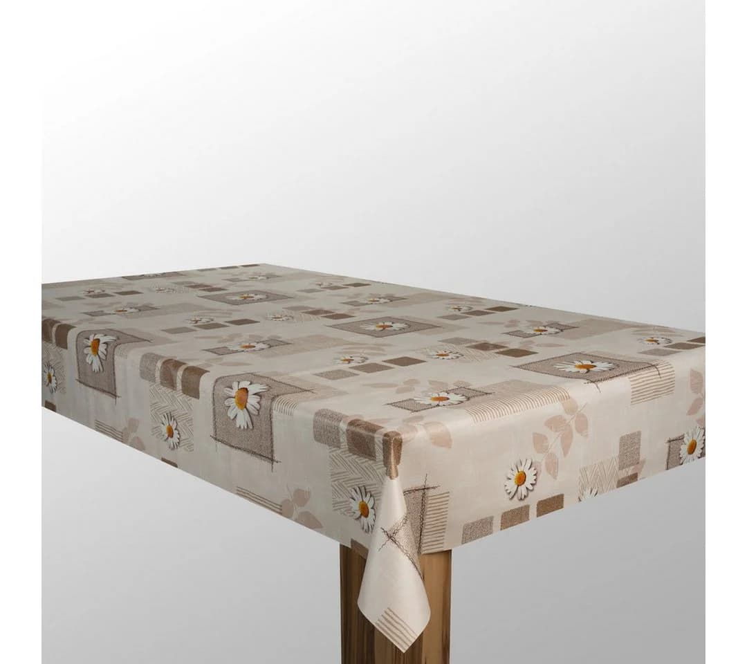 Laro Tischdecke Wachstuch Margerite Braun Beige - Bild 4