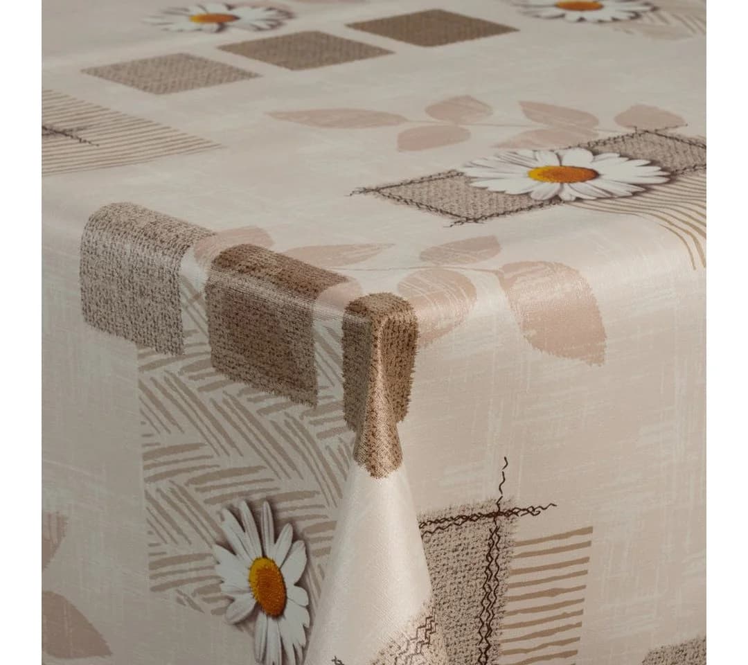 Laro Tischdecke Wachstuch Margerite Braun Beige - Bild 5