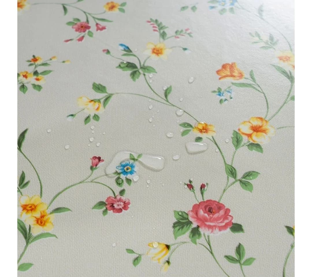 Laro Tischdecke Wachstuch Blumenmuster Gelb Grün Rund 140cm - Bild 5