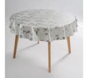 laro Wachstuch-Tischdecke Silber Blattmuster Rund 140cm Abwaschbar Bild 3