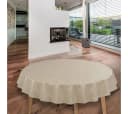 Laro Tischdecke Wachstuch Leinenoptik Beige Creme Rund 140cm Bild 1