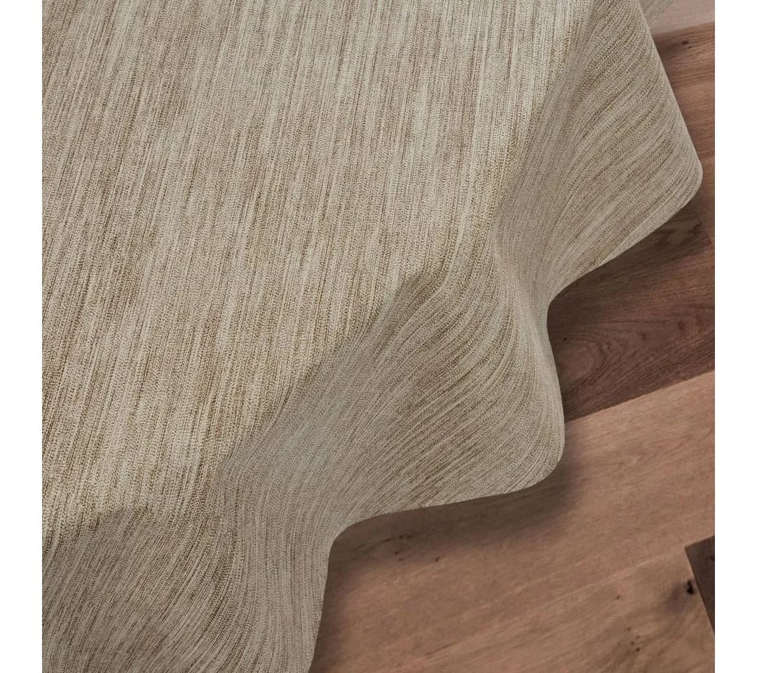 Laro Tischdecke Wachstuch Leinenoptik Beige Creme Rund 140cm - Bild 4