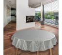 laro Wachstuch-Tischdecke Grau Rund 140cm Abwasbar Wetterfest Bild 1