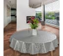 laro Wachstuch-Tischdecke Grau Rund 140cm Abwasbar Wetterfest Bild 2