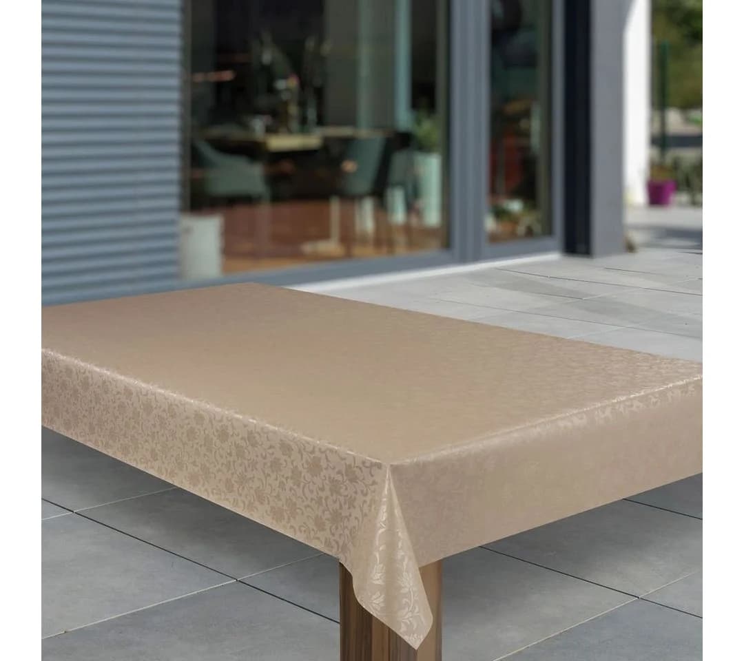 Laro Tischdecke Wachstuch Abwaschbar Beige Umbra Geprägt Rechteckig