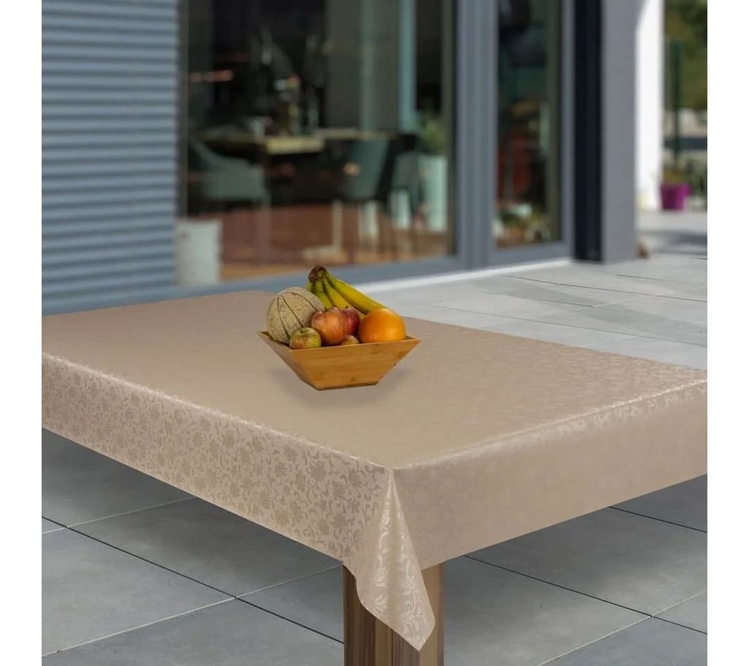 Laro Tischdecke Wachstuch Abwaschbar Beige Umbra Geprägt Rechteckig - Bild 2