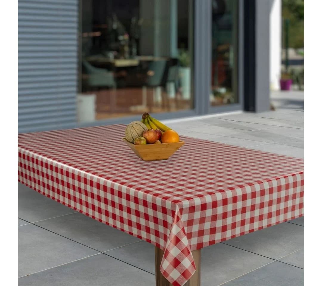 Laro Tischdecke Wachstuch Rot Weiß Karo - Bild 2