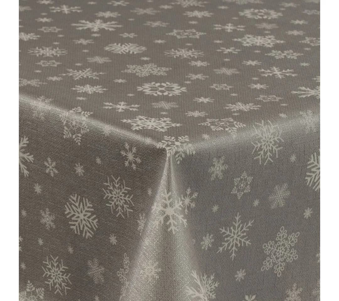 Laro Tischdecke Wachstuch Schneeflocken Silber Weiß - Bild 4