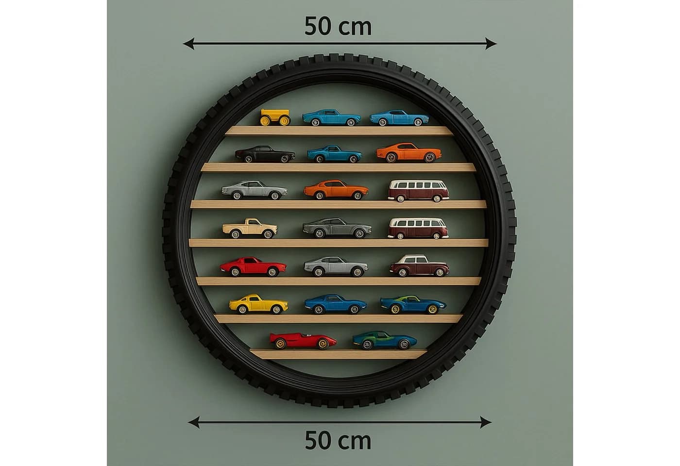 Jungengel Sammlerauto Wandregal Holz für Spielzeugautos - Bild 3