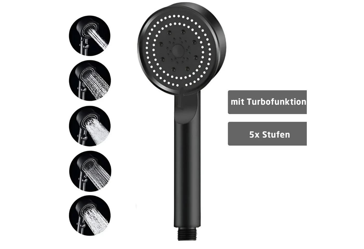 Jungengel Regenduschkopf Schwarz 5-Funktionen mit Turbo-Boost - Bild 2
