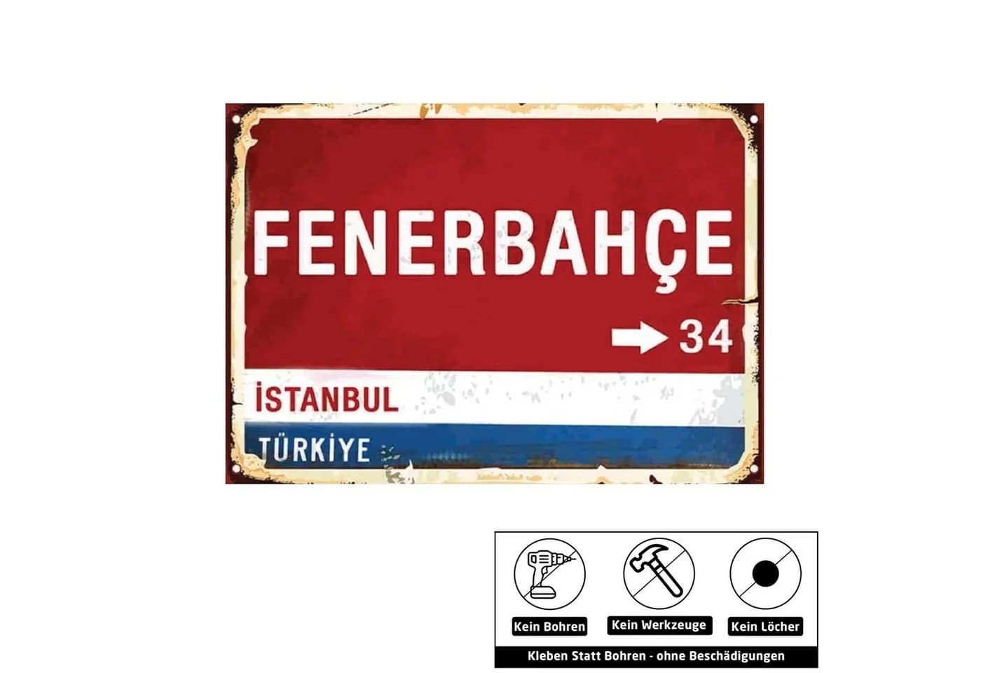 Jungengel Fenerbahce Istanbul Retro Poster 28x20cm selbstklebend MDF Fanartikel - Bild 2