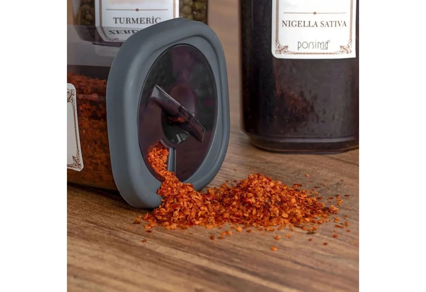 Jungengel Gewürzbehälter Set 12-tlg. Anthrazit/Cappuccino/Transparent BPA-frei - Bild 5