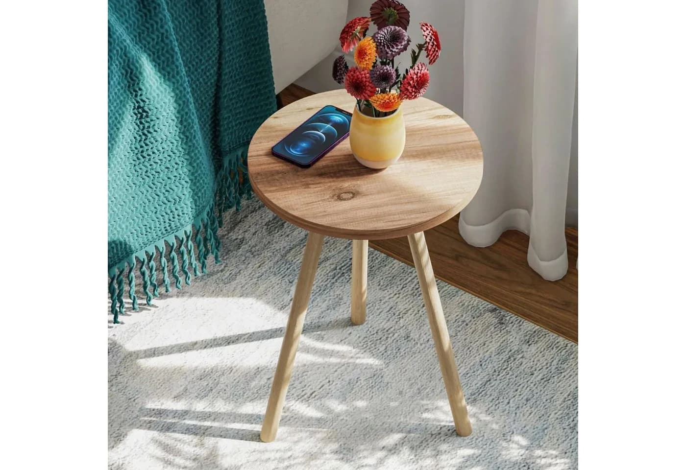 Jungengel Beistelltisch Dreibein Holz Braun Vintage Retro