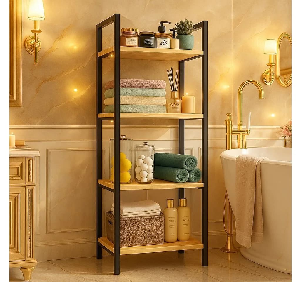 Jungengel Standregal 4-stöckig Holz & Edelstahl Anthrazit Modern - Bild 2