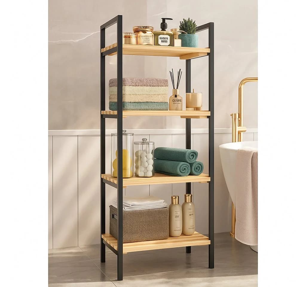 Jungengel Standregal 4-stöckig Holz & Edelstahl Anthrazit Modern - Bild 3
