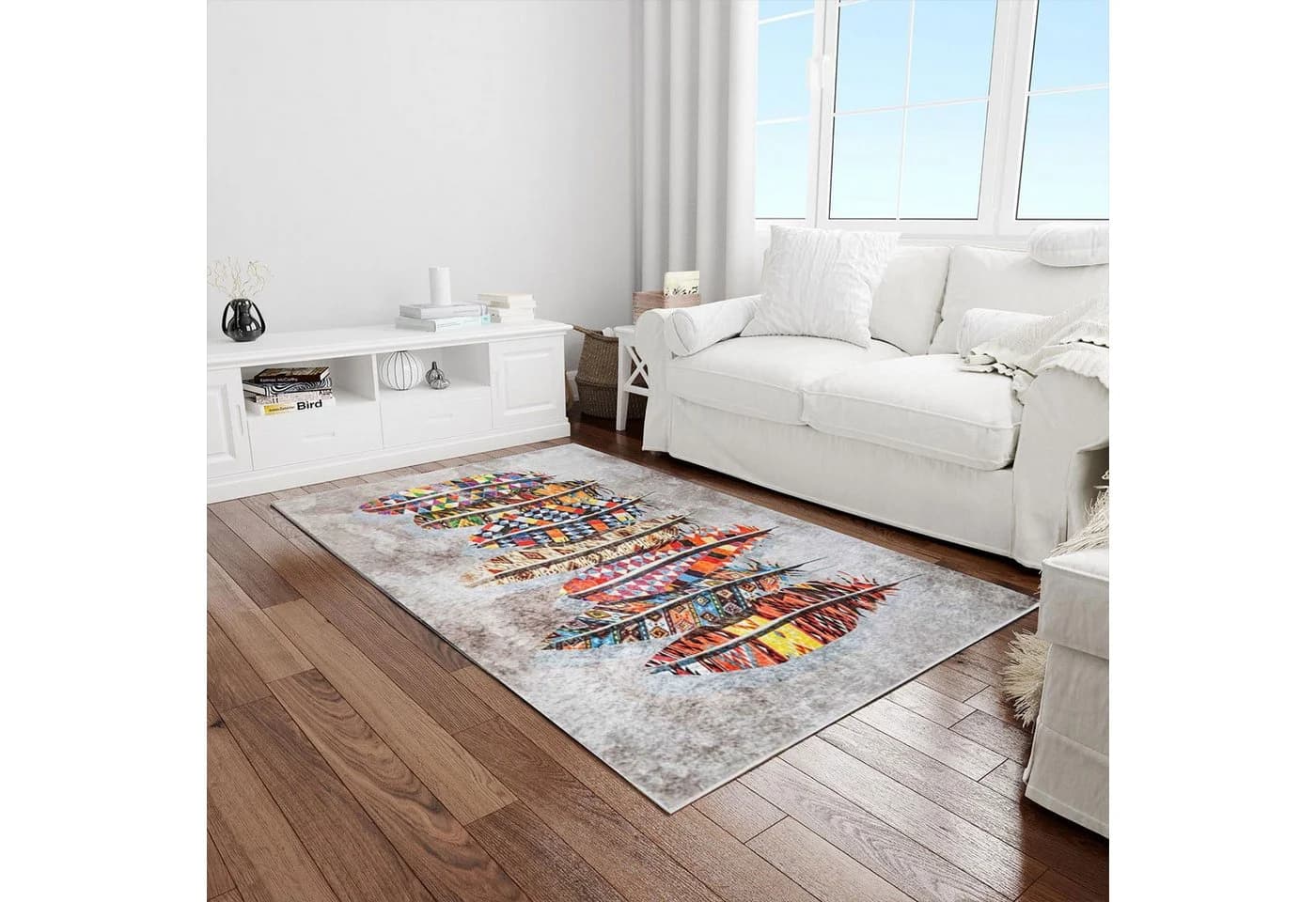Jungengel Designteppich Modern Bunt Feder Wohnzimmer Teppich Läufer - Bild 4