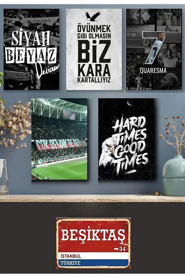 Jungengel Wandbild Beşiktaş Kartal Set 6-teilig Schwarz
