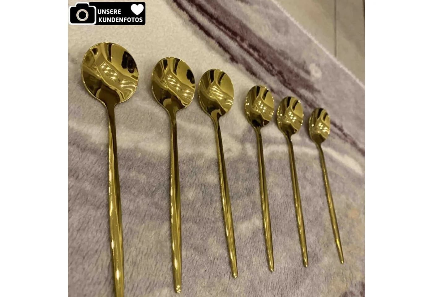 Jungengel Teelöffel 6-teilig Gold Titanbeschichtet Edelstahl - Bild 4