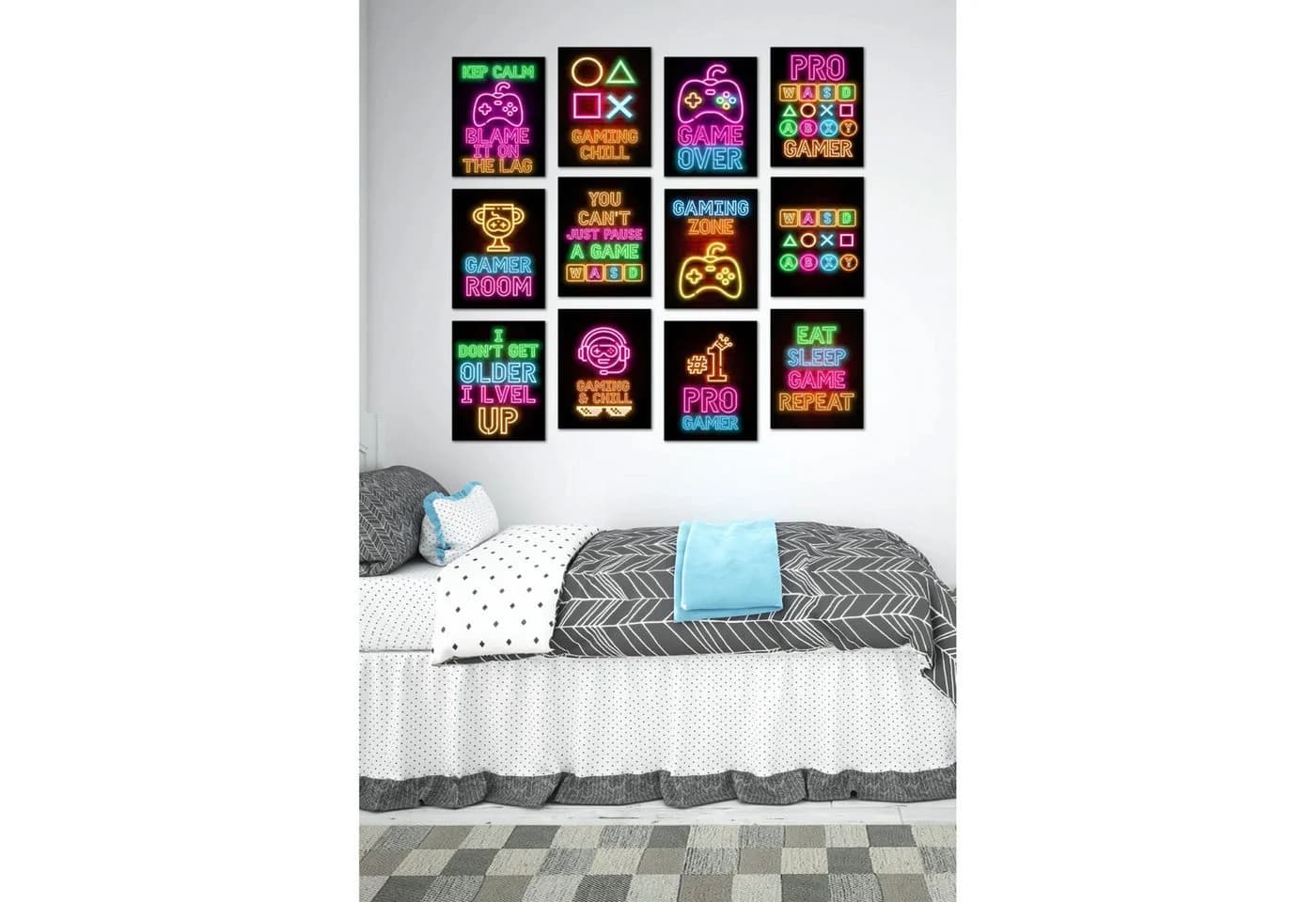 Jungengel Wandbild Gamer Zocker 12-Teilig Wanddeko Gaming-Room Spielzimmer - Bild 3
